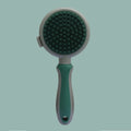Double-sided cat grooming brush with slicker brush and flea comb in green and pink colours