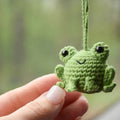 Green handmade plush frog woven car pendant hanging