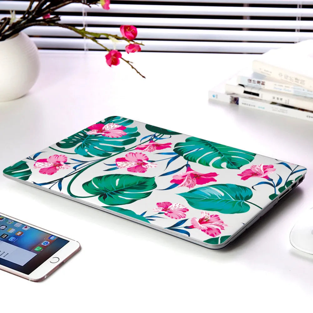 Plastic laptop protective shell with floral pattern design for Apple MacBook 11air and 12retina models