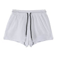 Men's black and white quick-dry nylon summer shorts on a size chart showing options from M to XXXL