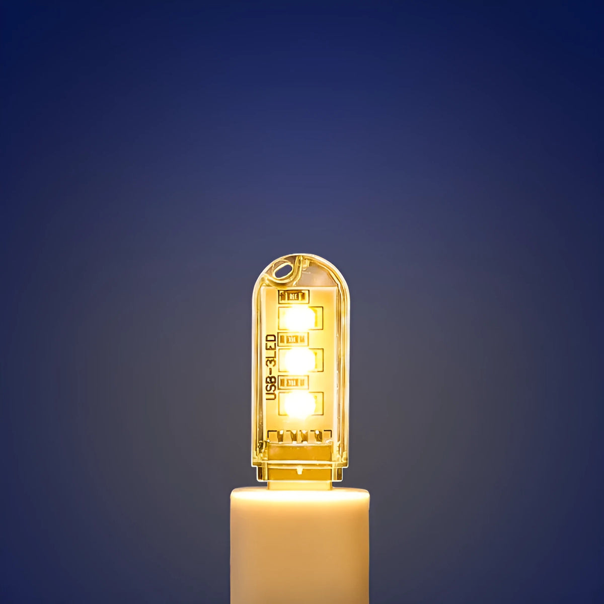 Small round USB-powered LED baby night light showing white or warm light options
