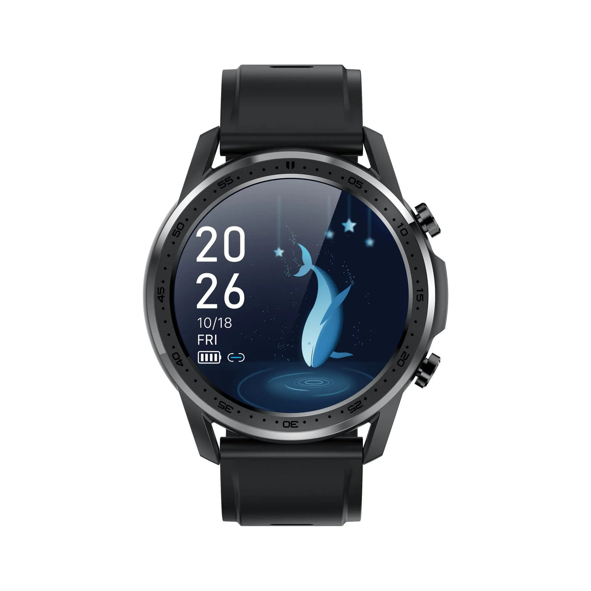 Black or grey zinc alloy smart bracelet with body temperature monitoring on wrist.