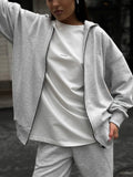 Street style long-sleeved coat and trousers two-piece set in solid colour