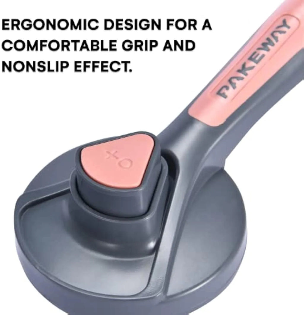 Self cleaning pet grooming brush with one-click button and comfort-grip handle