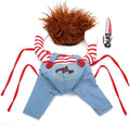 Striped Halloween harness pants costume 3-piece set for dog or cat with plastic knife accessory