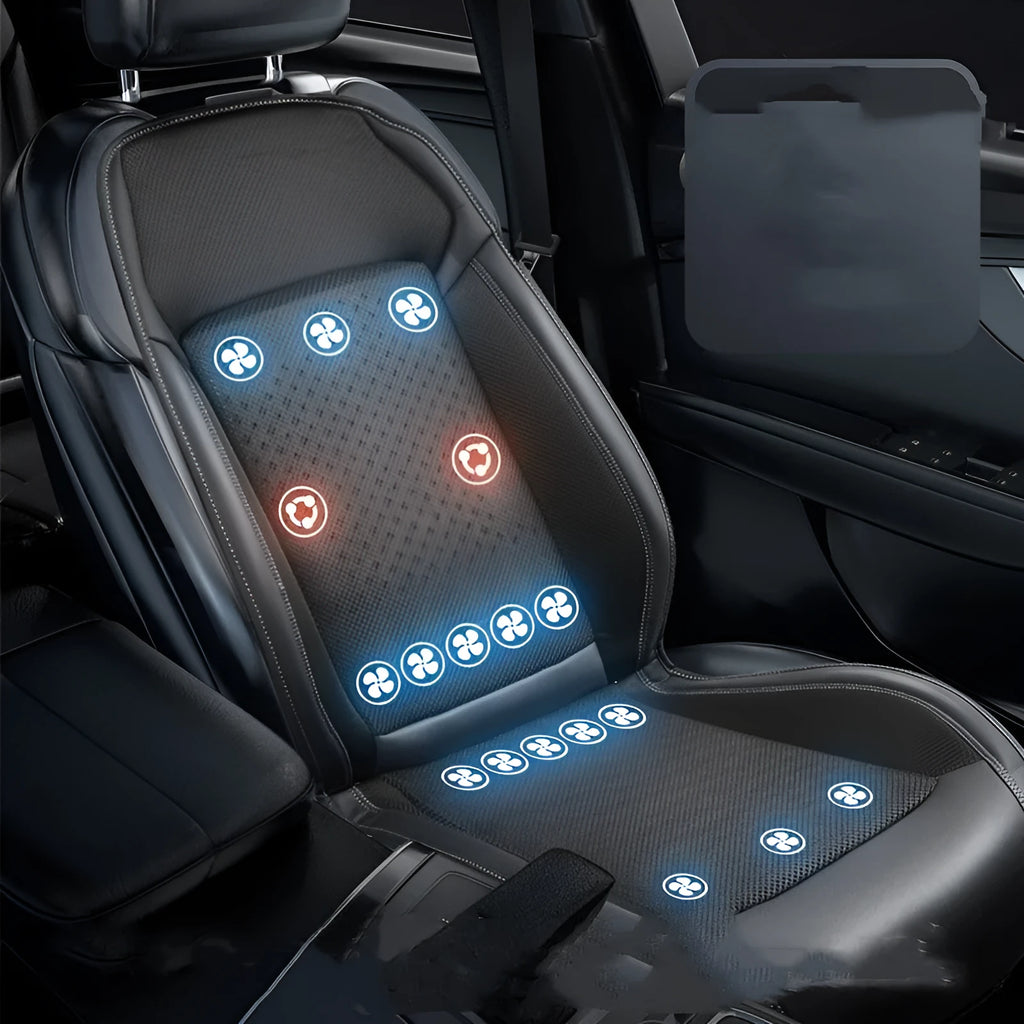 Car seat cooling pad with USB cable connection in solid colour design