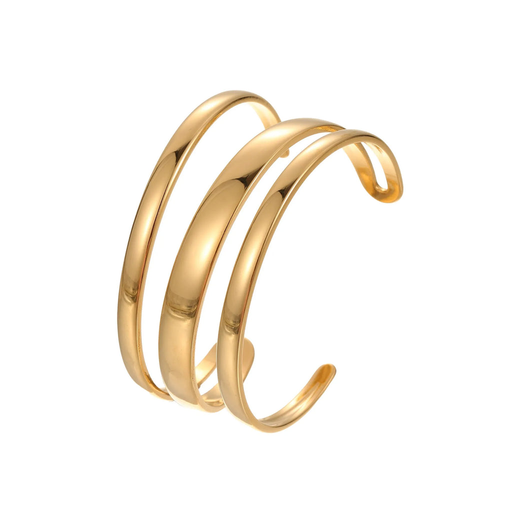 Stainless steel bracelet with simple opening clasp in gold or steel electroplated finish