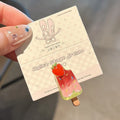 Resin hair barrette with cartoon ice cream charm in pastel colour