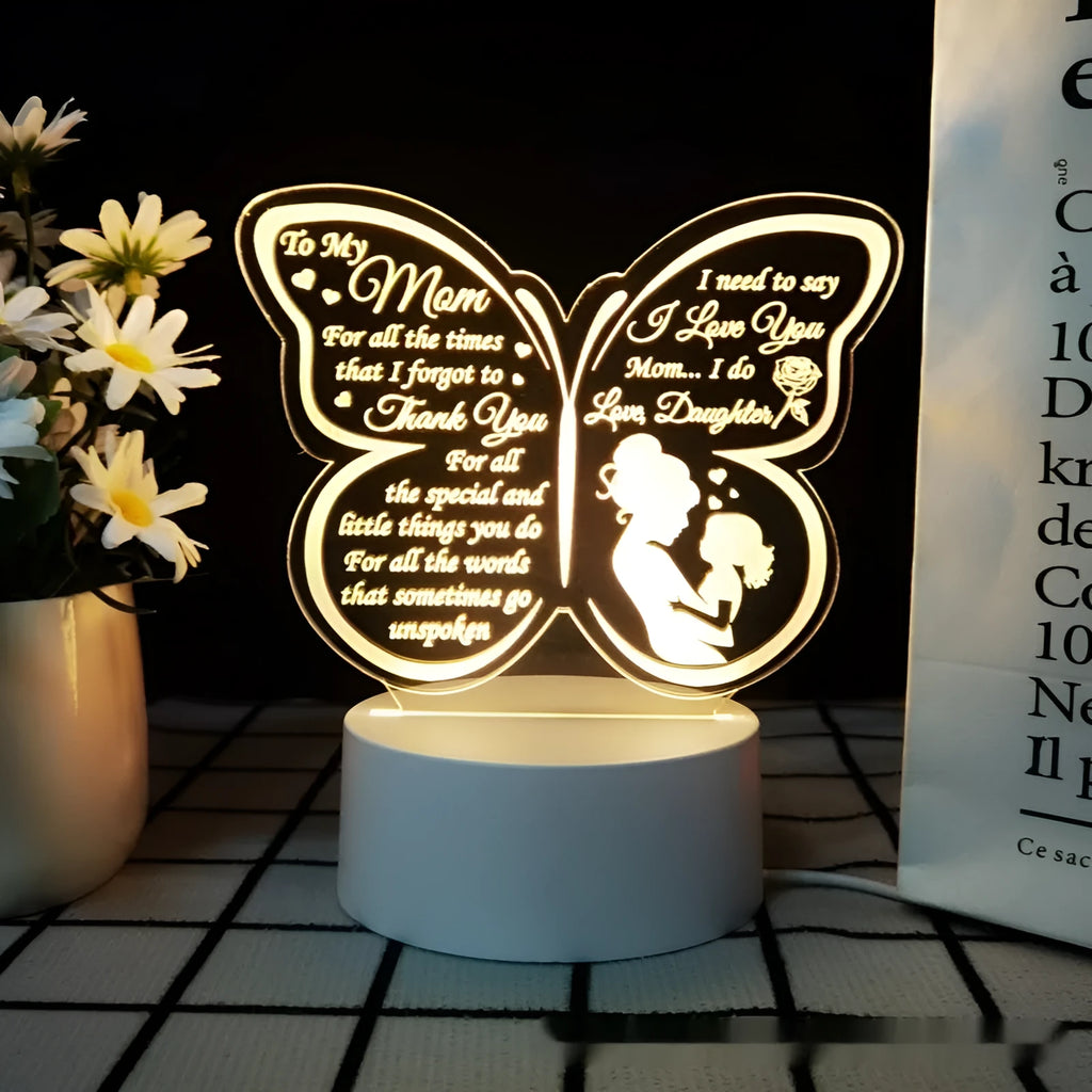 Heart-shaped clear acrylic table lamp with touch control on desk