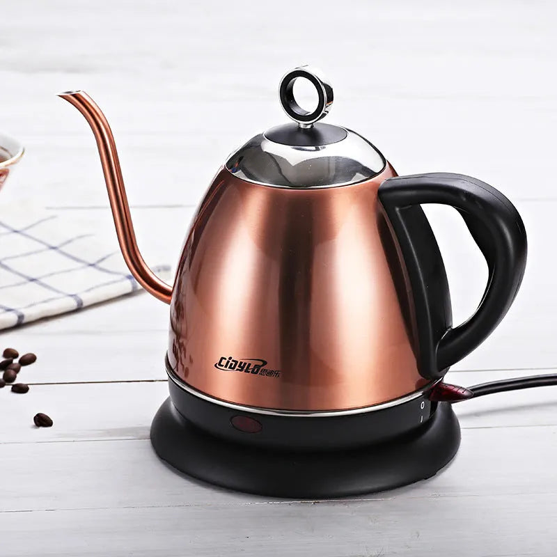 White, yellow or gold 1 litre stainless steel automatic kettle with touch control panel.