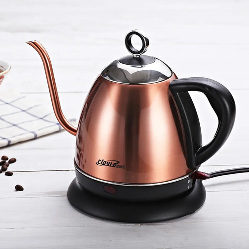 White, yellow or gold 1 litre stainless steel automatic kettle with touch control panel.