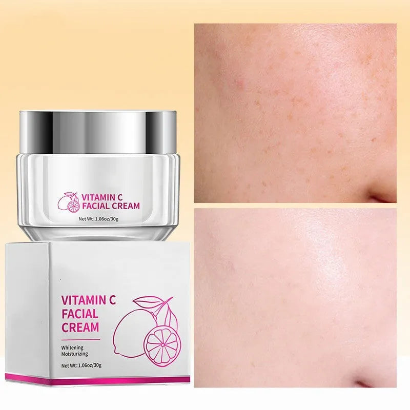 Vitamin C face cream in 30g jar container with compact dimensions
