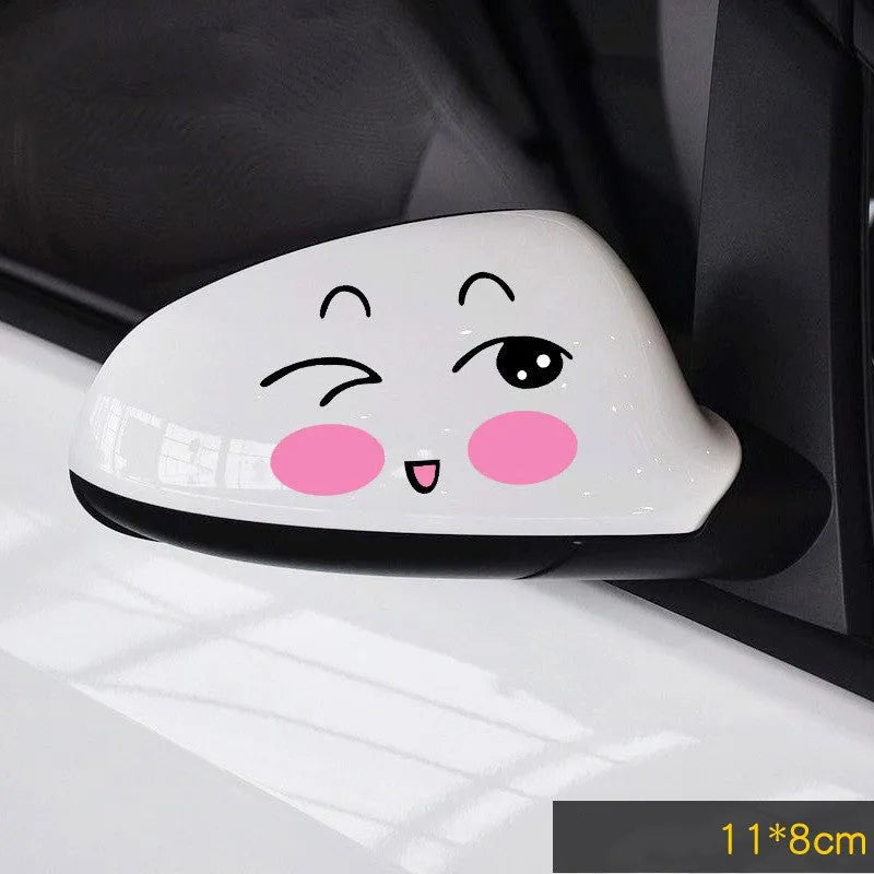 Reflective cartoon eye car stickers for rearview mirror decoration on electric vehicles