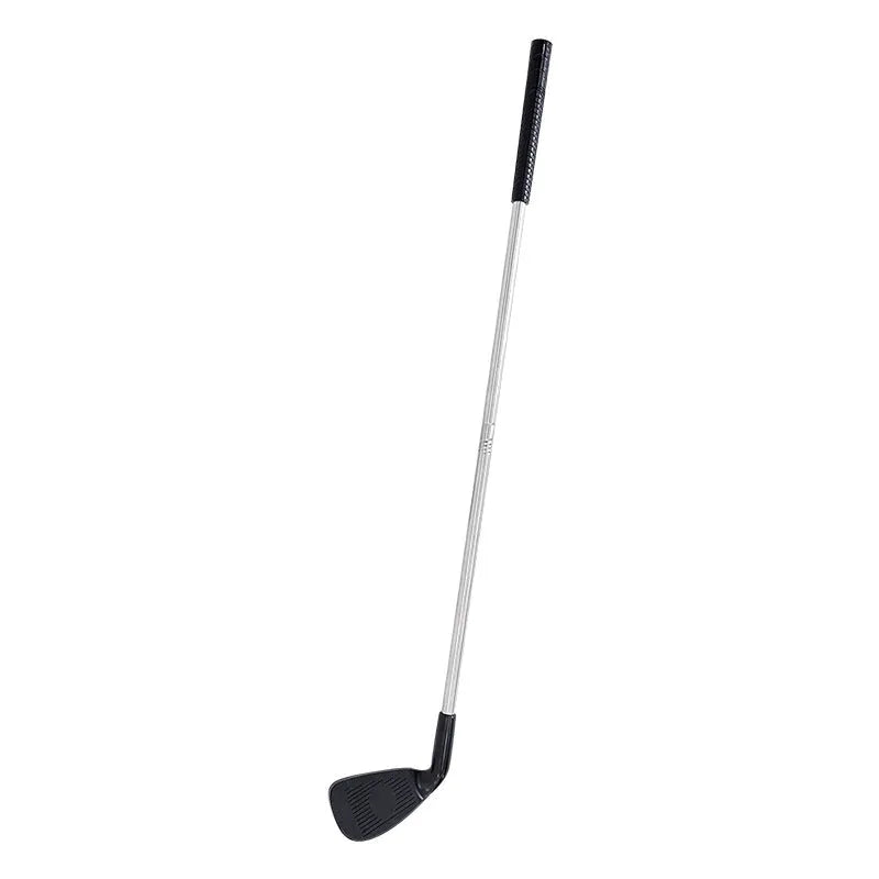 Metal golf club set showing adult and children's clubs for outdoor sports practice