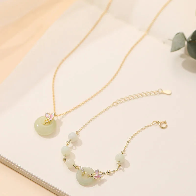 925 silver orchid necklace with safety peace buckle and flower geometric pendant