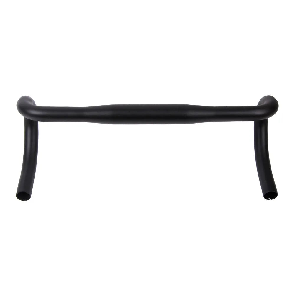 Black aluminium alloy road bike bent handlebar with 31.8mm clamp diameter