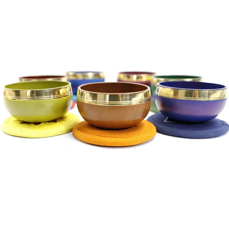 Handmade colourful 8cm Himalayan bowl percussion instrument for yoga meditation