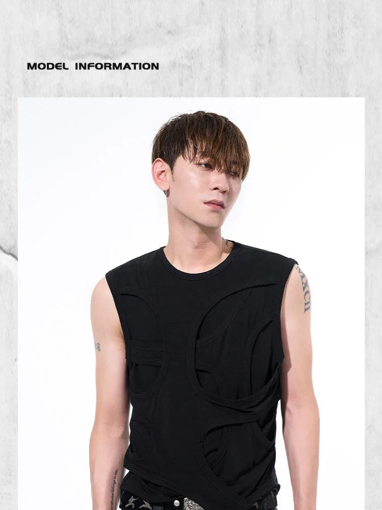 Men's solid colour Lyocell vest in tank top style on a hanger.