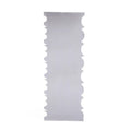 Stainless steel cream scraper showing six geometric edge patterns for cake decorating