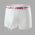 Men's ice silk trunk open boxers in grey blue, showing mid-waist and solid colour design.