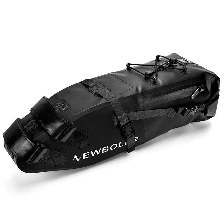 Waterproof PVC cycling tail bag with 13L capacity in black, green, or yellow colour options