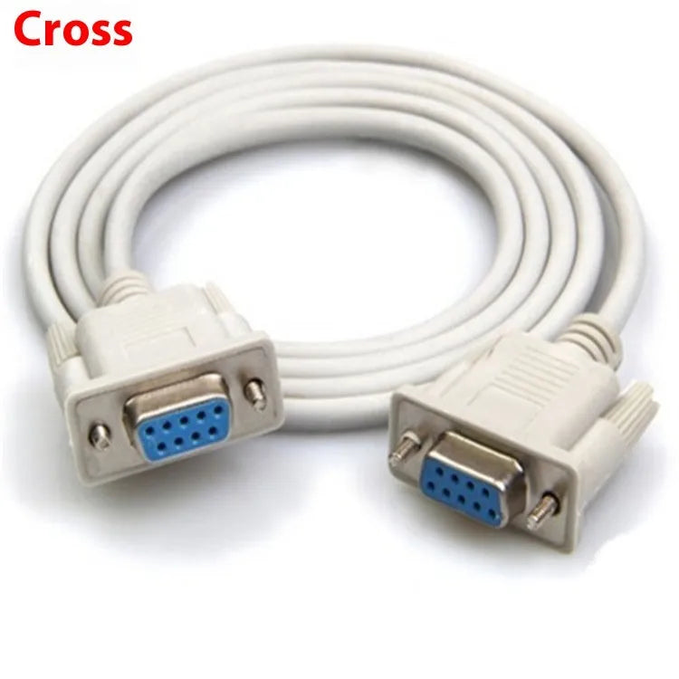 Female to female DB9 RS232 serial cable 1.5 metres long with milky white insulation