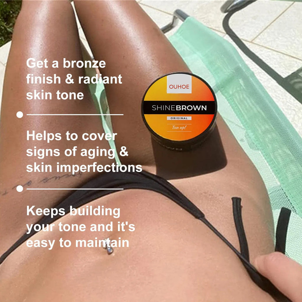 Tanning cream and aloe vera gel combination set in 50g or 100g containers for body bronzing and after sun relief