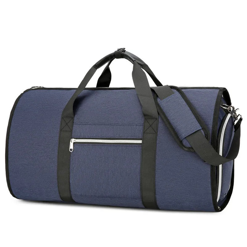 Oxford cloth business leisure storage sports bag in grey colour showing dry wet separation compartments