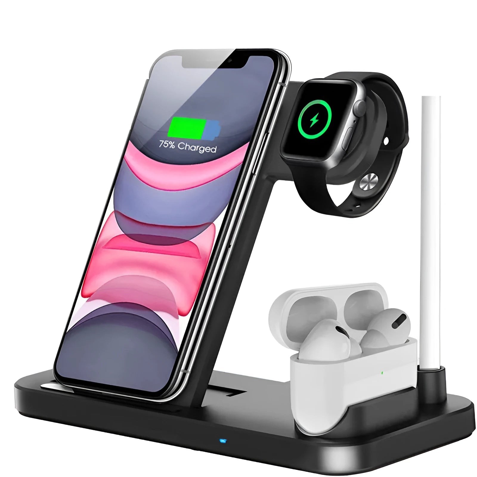 15W folding 4-in-1 wireless charger for Apple iPhone and Apple Pencil in space grey colour