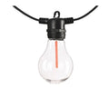 Outdoor waterproof string lights with 10 warm white LED bulbs on 5 metre cable for garden and wedding decoration