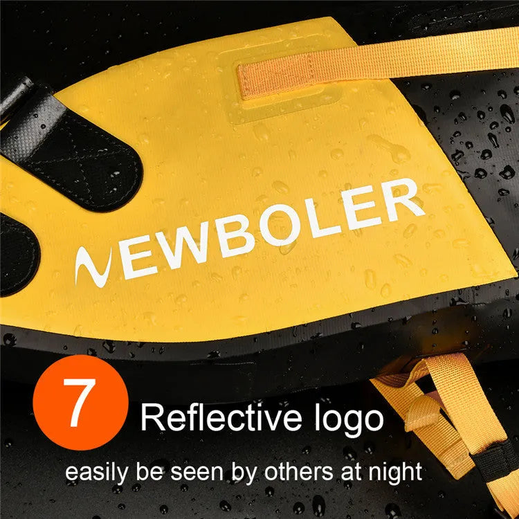 Waterproof PVC cycling tail bag with 13L capacity in black, green, or yellow colour options