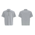 Men's black loose fit polo shirt with embroidery sequins on the square collar.