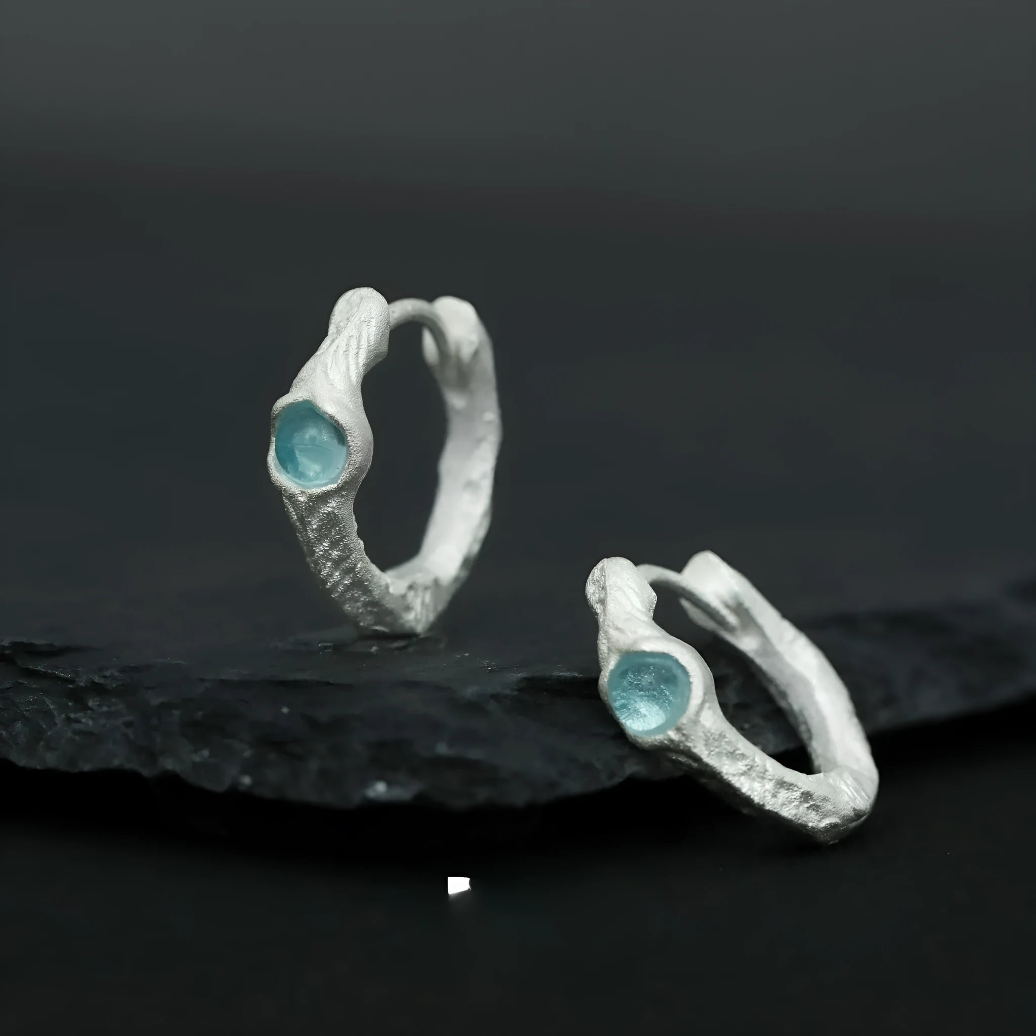 925 sterling silver geometric ear clips in burnt silver colour for women