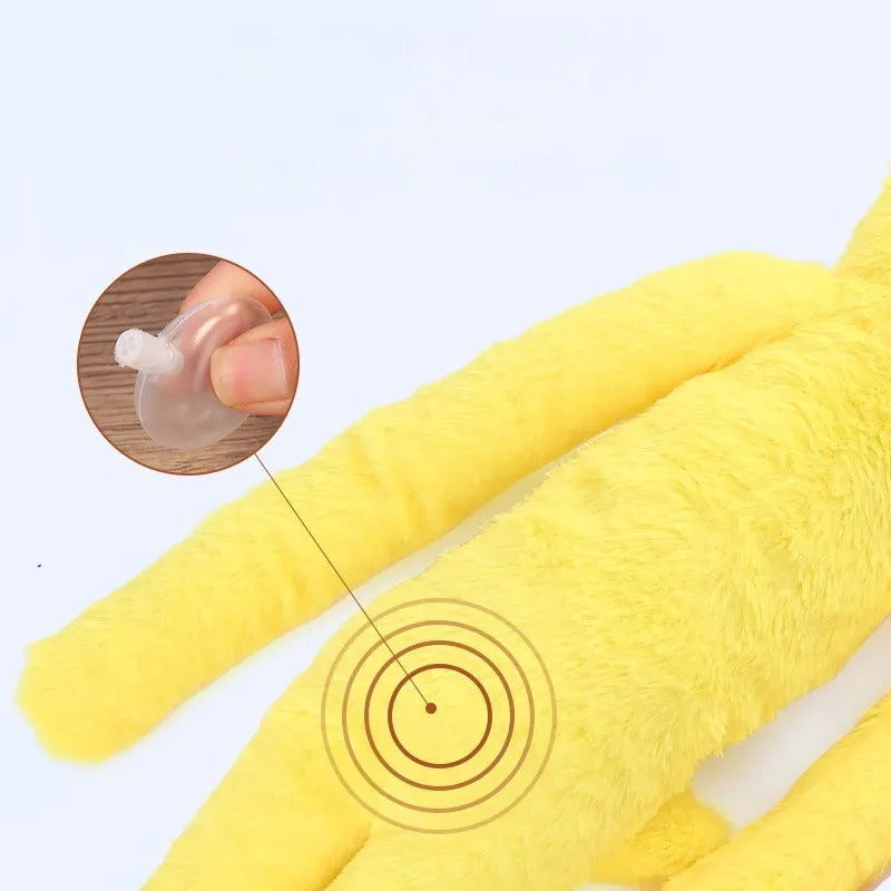 Golden retriever plush dog toy with sound feature and rattle paper texture in pink or yellow colour