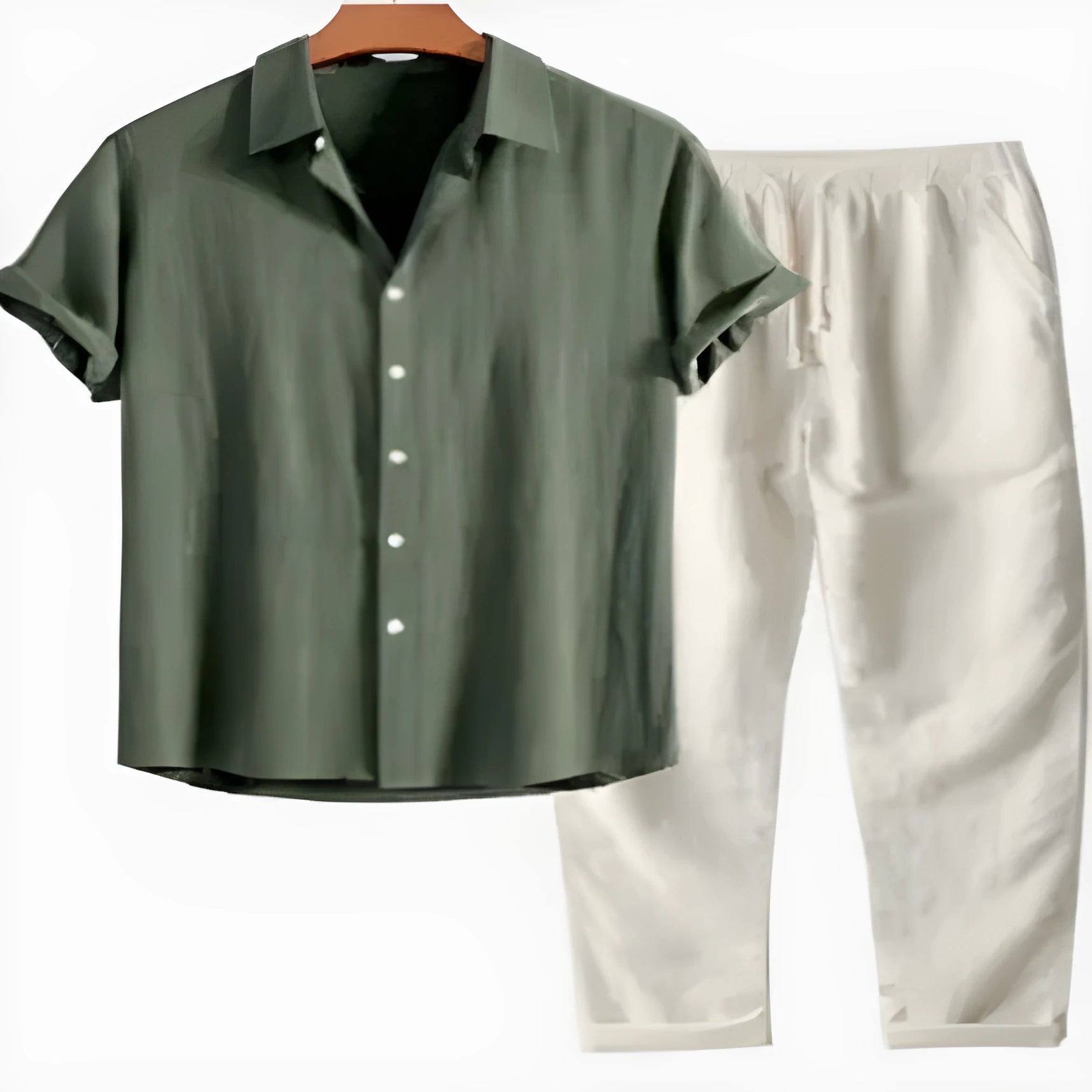 Men's floral print slim fit cardigan suit set in polyester fabric with coordinated pants