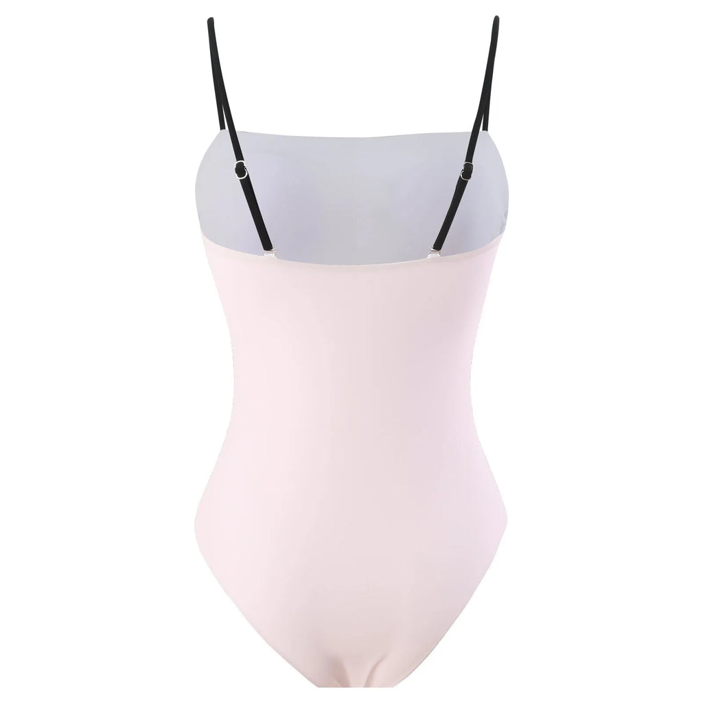 Women's patterned polyester bikini swimsuit with a long attached tulle skirt overlay.