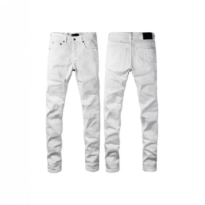 Men's black slim fit skinny jeans with straight leg pencil pants design and button fly