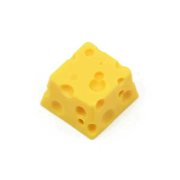 Yellow resin cheese artisan keycap for mechanical keyboards with Cherry MX compatibility
