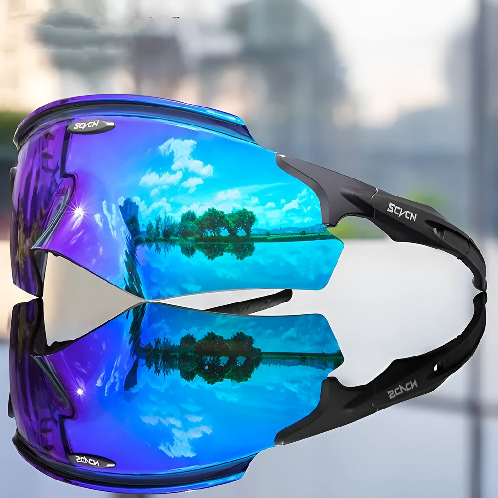 Frameless integrated lens athletic glasses in dazzling color with Tr material construction for sports