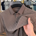Rhombus thin ice silk short sleeve t-shirt in black with side slit design
