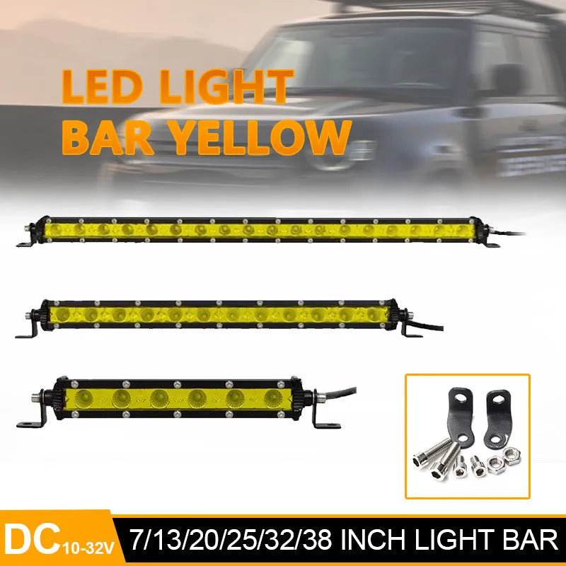 25-inch single row LED light bar for vehicles with aluminium housing and mounting brackets
