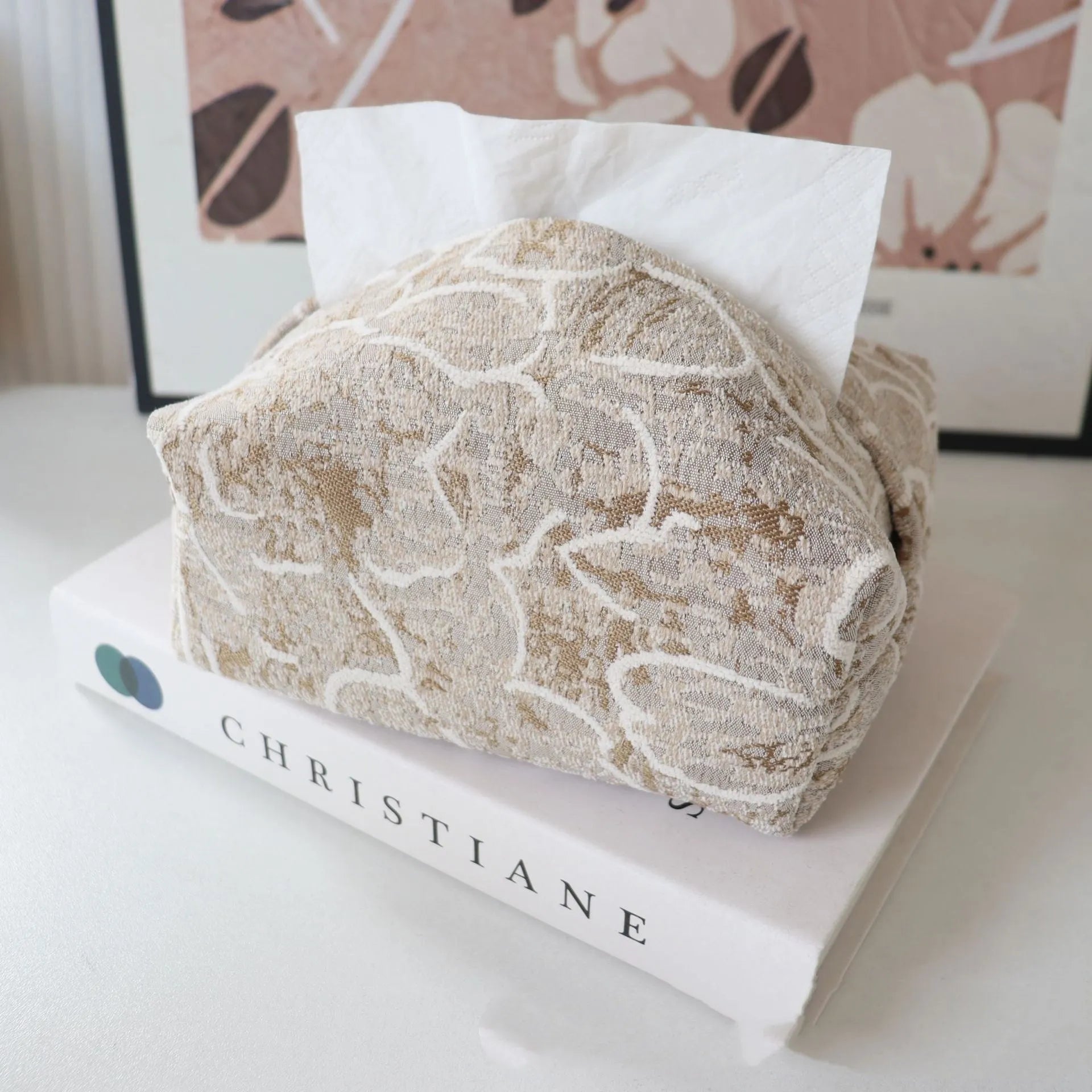 Cotton floral tissue box cover in pastoral Chinese style for living room tables