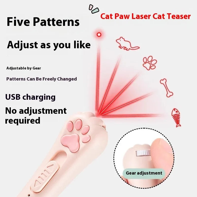 Rechargeable self-moving cat teaser toy in cream white colour with USB charging cable