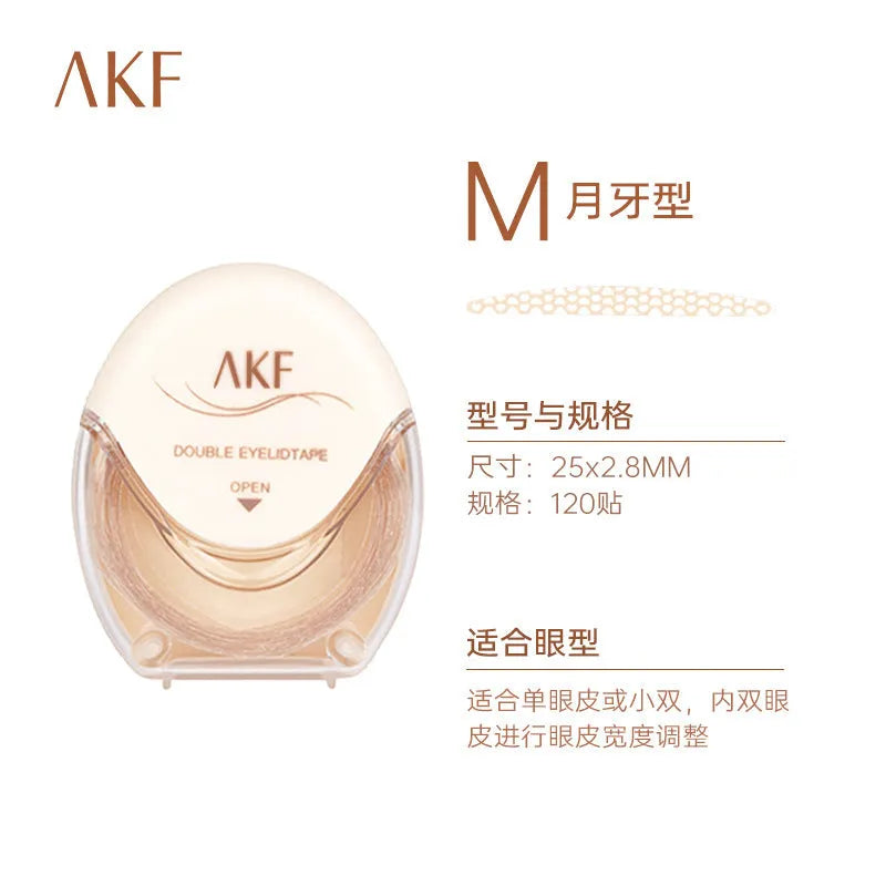 Transparent double eyelid stickers in crescent and olive shapes on roll packaging