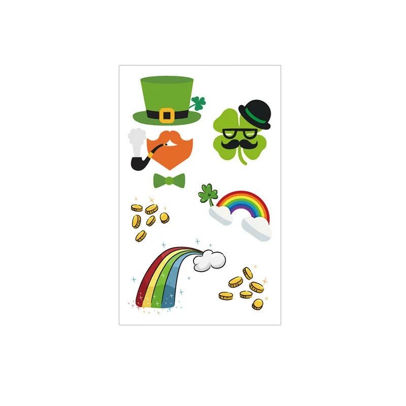 Temporary tattoo sticker paper featuring a St. Patrick's Day clover design, size 120x75mm.
