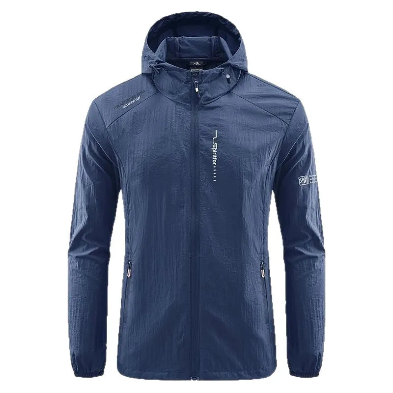 Men's lightweight nylon summer jacket with hood in loose fit styling