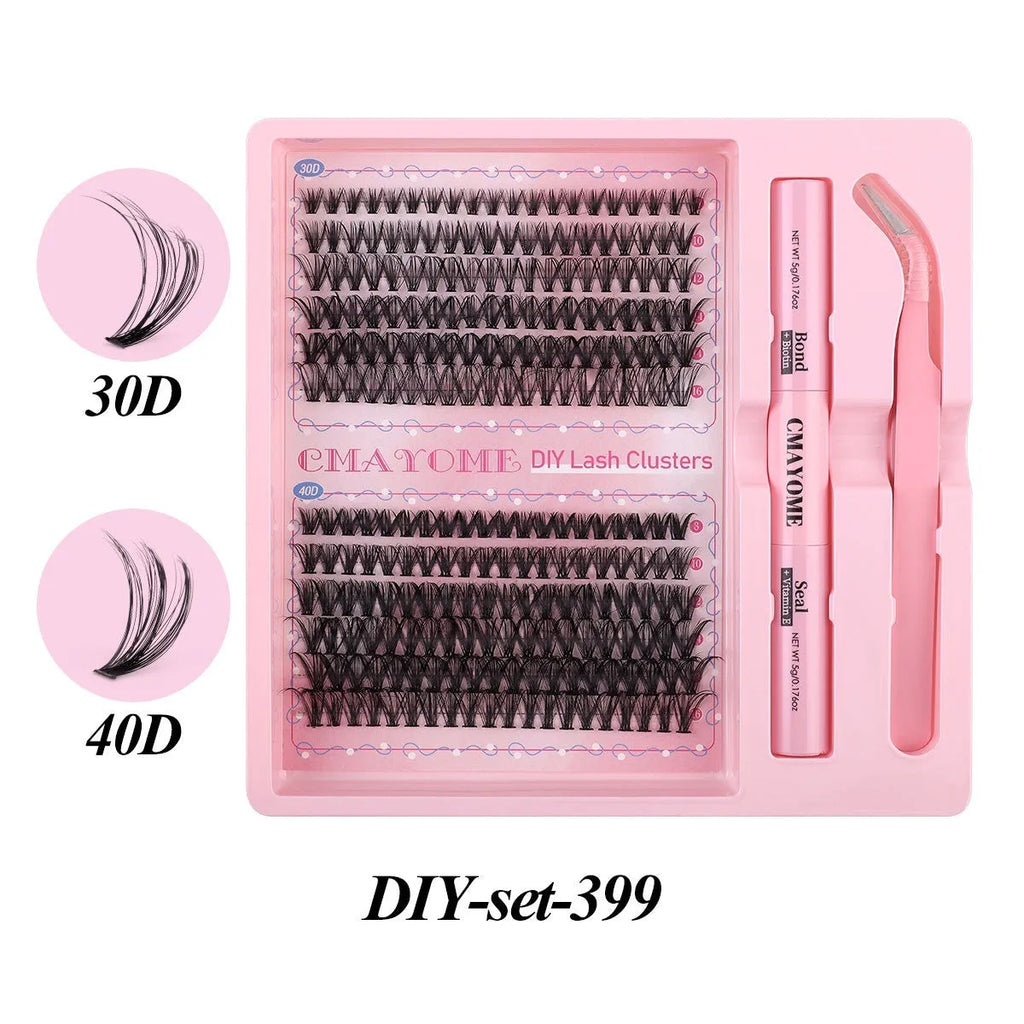 DIY single cluster artificial fibre false eyelashes in natural thick mixed split type design