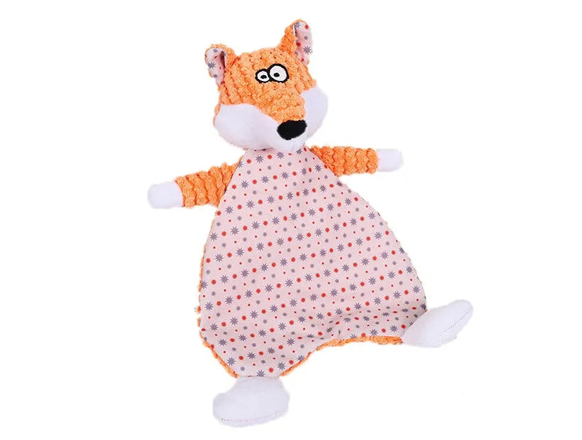 Brown velvet stuffed fox elephant dog toy with squeaker and crinkle sound paper