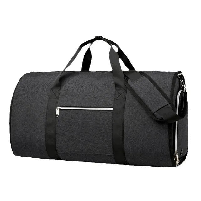 Oxford cloth business leisure storage sports bag in grey colour showing dry wet separation compartments