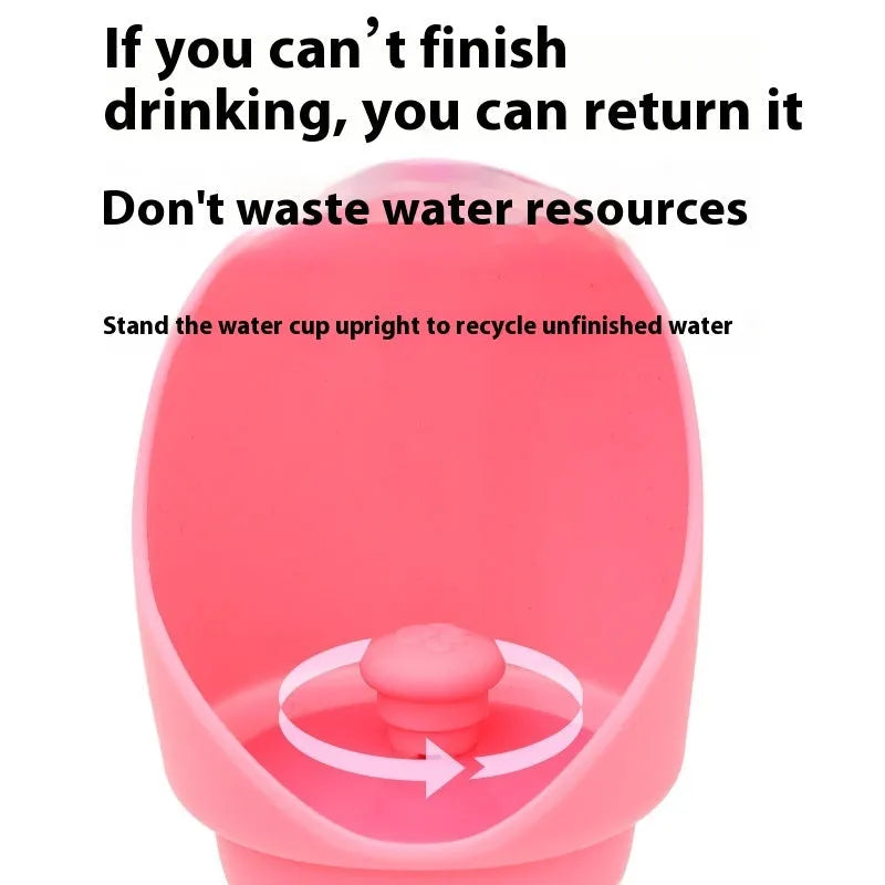Silicone pet folding cup shown open as a water bowl and collapsed flat for storage.